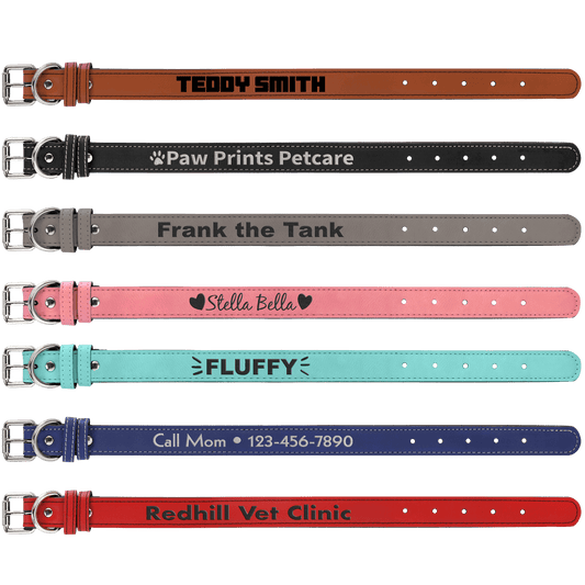 CUSTOM LASERED LEATHER PET COLLARS